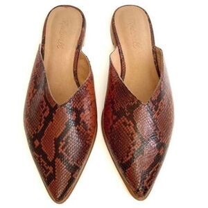 MADEWELL Emilia Snakeskin Embossed Leather Mules Size 8.5